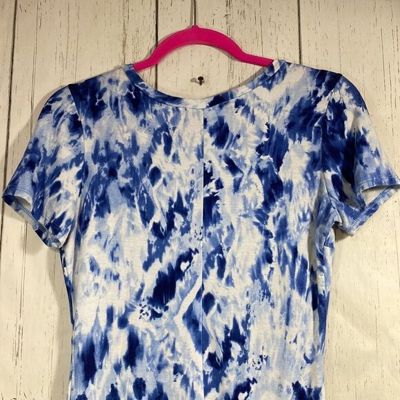 Lulus Blue Tie Dye Slit Maxi Dress S Boho Beachwear Resort Surf Girl Coastal - Picture 13 of 16